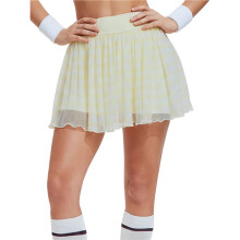 Dames Skort Hoge Taille Plissé Tennisrokken Mesh Rimpel Sportrok met Korte Broeken en Zakken Zonneschijn Geel XXXL