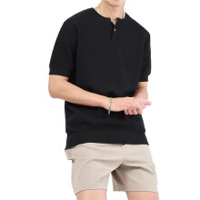 Men'S Slim Fit Vintage Knitted T-Shirt Short Sleeve Collar Solid Pullover Sweater Top Tee Flower Brown XXL