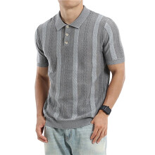 Herrstickade Skjortor Kort Ärm Ribbad Texturerad Skjorta Lättviktig Avslappnad Skjorta Krag T-Shirt Blomgrå XL