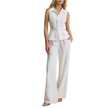Women'S 2 Piece Sets Sleeveless Vest Pants Suits White L