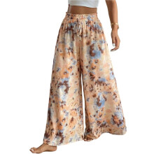 Women'S Comfy Casual Pants Tie Dye Drawstring Palazzo Lounge Pants Wide Leg for All Seasons Apricot Color 4XL