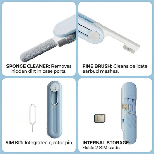 Electronic Cleaning Kit for Earbuds Phone, Cleaner Tool with High-Density Brush SIM Ejection Pin