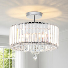 ANWIO Crystal Ceiling Lights,3-Light Modern Chandeliers Ceiling Lights Living Room,Round Semi Flush Mount Ceilings Light for Hallway,Bedroom,Kitchen,