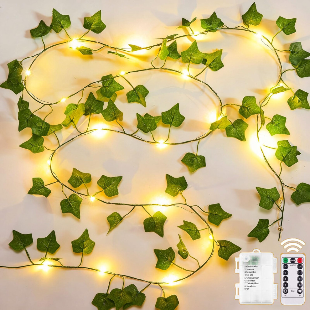 Yowin 10M 100 Led Ivy Fairy Lights With Remote, Fake Vines For Bedroom Aesthetic, Battery Operated Artificial Ivy Garland Waterproof Vine Lights For 3651141980101