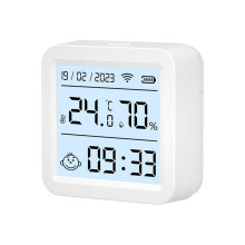 Tuya WiFi Temperatuur- en Vochtigheidssensor met USB-Voeding, Verlicht Display, Life-App en Koppeling met Slimme Thermostaat