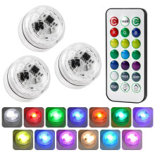 3Pcs Mini Submersible LED Lights with Remote IP68 Waterproof RGB Coloured Tea Lights Battery Operated Flameless with 16 Colors for Pool Hot Tub Aquar