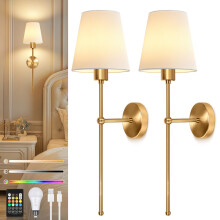 Ketom 2 Pack Rechargeable Wall Lights, Battery Wall Lights Indoor, 3 Color Temperature, 8 RGB Colors Dimmable, Wireless Sconce for Bedroom, with Char