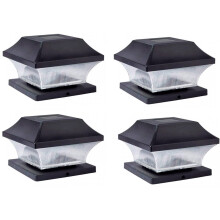 Rheme Solar 4 Pack Post Lights Outdoor Glass LED Fence Cap Light 2 Modes for 4x4 5x5 6x6 Posts Deck Patio Garden Decoration