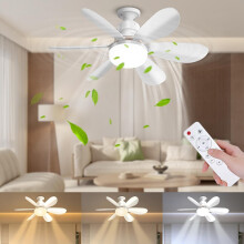 DBFAIRY 52cm Ceiling Fans with Lights, E27 Base Screw in Small Ceiling Fans Lights with Remote Timer 3 Colors Dimmable, 3 Speeds, 3000K-6500K LED Lig