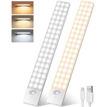 YOOKESEN Motion Sensor Lights Indoor 108 LED, 32CM/12.6IN Cabinet Lights with 3 Colors, 2000mAh, 4 Modes for Wardrobe, Kitchen, Stairs, Hallway, Bedr