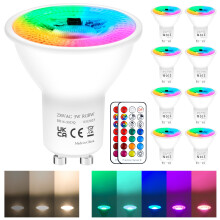REYLAX GU10 Colour Changing LED Bulbs Dimmable 50 Watt Equivalent with Remote 5W GU10 Spotlight Warm White RGBW Spot Lights 5 Modes Timer for Atmosph