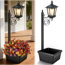SPEPROECO 2-in-1 Outdoor Flower Pots, Waterproof Solar Lamp Post Light with Planter, Auto On/Off, Wall Mount or Freestanding Decorative Solar Lamp fo
