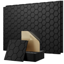 Sound Proofing Panels with Acoustic Foam - Acoustic Wall Panels Self Adhesive for Soundproofing- Black Hexagon Sound Proof Noise Cancelling - Sound A