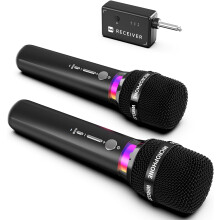 ECHOMUSSY Microphone Wireless, Rechargeable Dual Wireless Microphones with One-to-One Chip Connection and LED Lights, 40H Duration, 200FT Range Recei