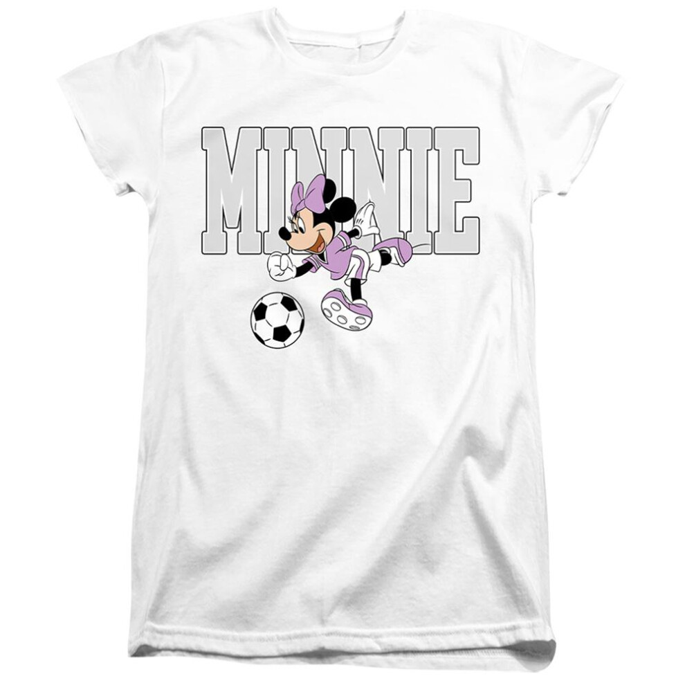 Disney (Xl, White) Womens/Ladies Football Kick Minnie Mouse T-Shirt
