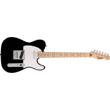 Squier by Fender Sonic Telecaster Electric Guitar, Maple Fingerboard, White Pickguard, Black, Comes with Free Virtual Lessons