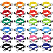 LATERN 24Pcs Wrist Band Jingle Bells, 12 Colors Band Wrist Bells Bracelets Jingle Bells Musical Ankle Bells Rhythm Instrument Percussion for Adults B