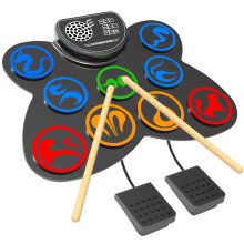 Electric Drum Kit - CNAPXAIA Portable Kids Drum Set with Build-in Stereo Speakers, 9 Pad Silicone Electronic Drum Machine Musical Instrument Gifts fo