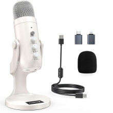 ZealSound USB Condenser Microphone for PC Laptop Phone, Plug & Play Desktop Microphone with Noise Reduction, Mute, Gain & Echo, Studio Podcast Mic fo