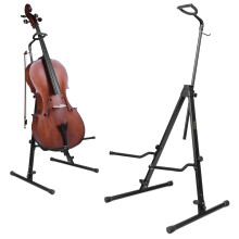 STRICH Adjustable Cello Stand with Bow Hook,Sturdy and 1/2 & 1/4 Double Bass,Contrabass,Fiddle,Floor Steel Holder for Home Studio Churches Display Tr