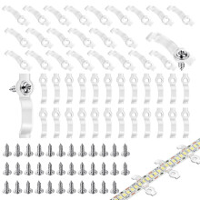 ANOMM 100 Sets LED Strip Light Fixing Clips with Screws, One Sided Screw Fixing Mounting Brackets Clips for SMD 3528/3014/5050/5630 and 8mm/9mm/10mm