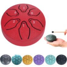 Steel Tongue Rain Drum for Outdoor Garden - 6-Note Handpan Percussion Instrument, Musical Chime(red)