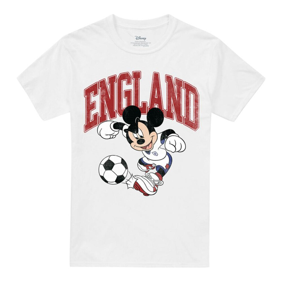 Disney (Xxl, ) Unisex Adult England Mickey Mouse Football T-Shirt White