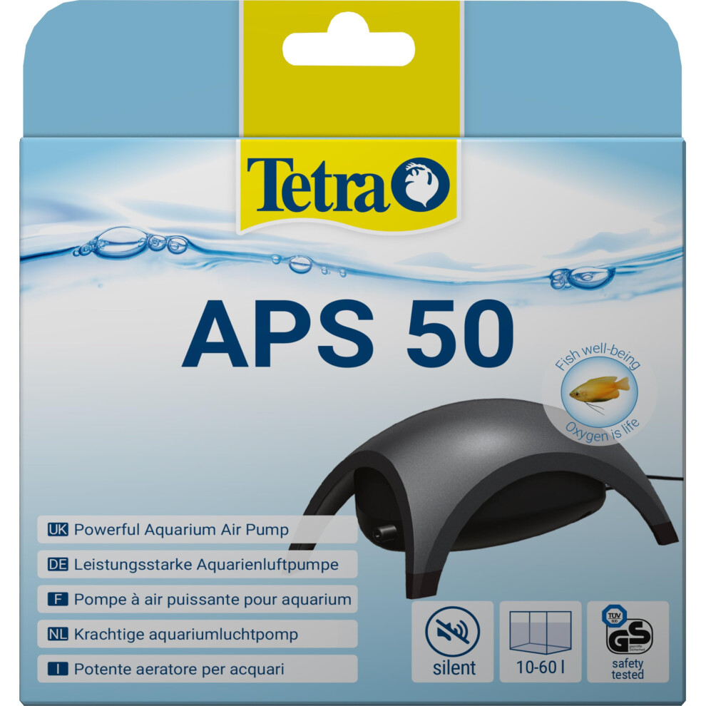 Tetra Aps50 Silent Aquarium Air Pump For Fish Tanks,Black,10 - 60 Litre