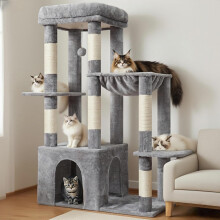 Heybly Heavy Duty Cat Tree, Tower for Indoor Cats Large Adult, Tall Cat Condo House with Extra-Large Baseboard, Multi-Level Plush Furniture with Scra