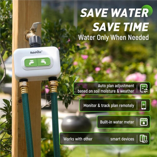 RainPoint 2 Zone  WiFi Water Timer for Garden,Built in Flow Meter,Automatic Irrigation Sprinkler Watering Timer IP54 EU Plug 2