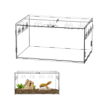 QWORK Reptile Acrylic Feeding Box, Acrylic Transparent Insect Habitat Terrarium Case, 30x20x15cm for Praying Mantis, Spiders, Lizards, Snails