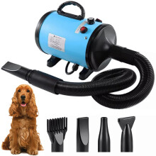 Dog Hair Dryer, 2800W Dog Blaster Dryer, Pet Grooming Hair Dryer, Stepless Speed Pet Dryer Blower with 4 Different Nozzles and Extendable Hose, Low N