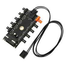 Chassis Fan Hub CPU Cooling HUB 10 Port 12V 4 Pin Fan PWM Fan Hub Controller Power Supply Speed Adapter