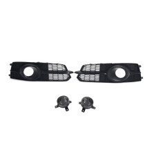 Front Bumper Fog Lamp Cover with Fake Acc Fog Light Grill for A6 C7 2015-2018 S- 4G0807681AG 4G0807682AG Black