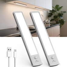 TANSOOL+ 20cm Under Cabinet Kitchen Lights, Motion Sensor Lights Indoor, USB-C Rechargeable LED Wardrobe Lights for Kitchen, Bedroom, Hallway, Stairs