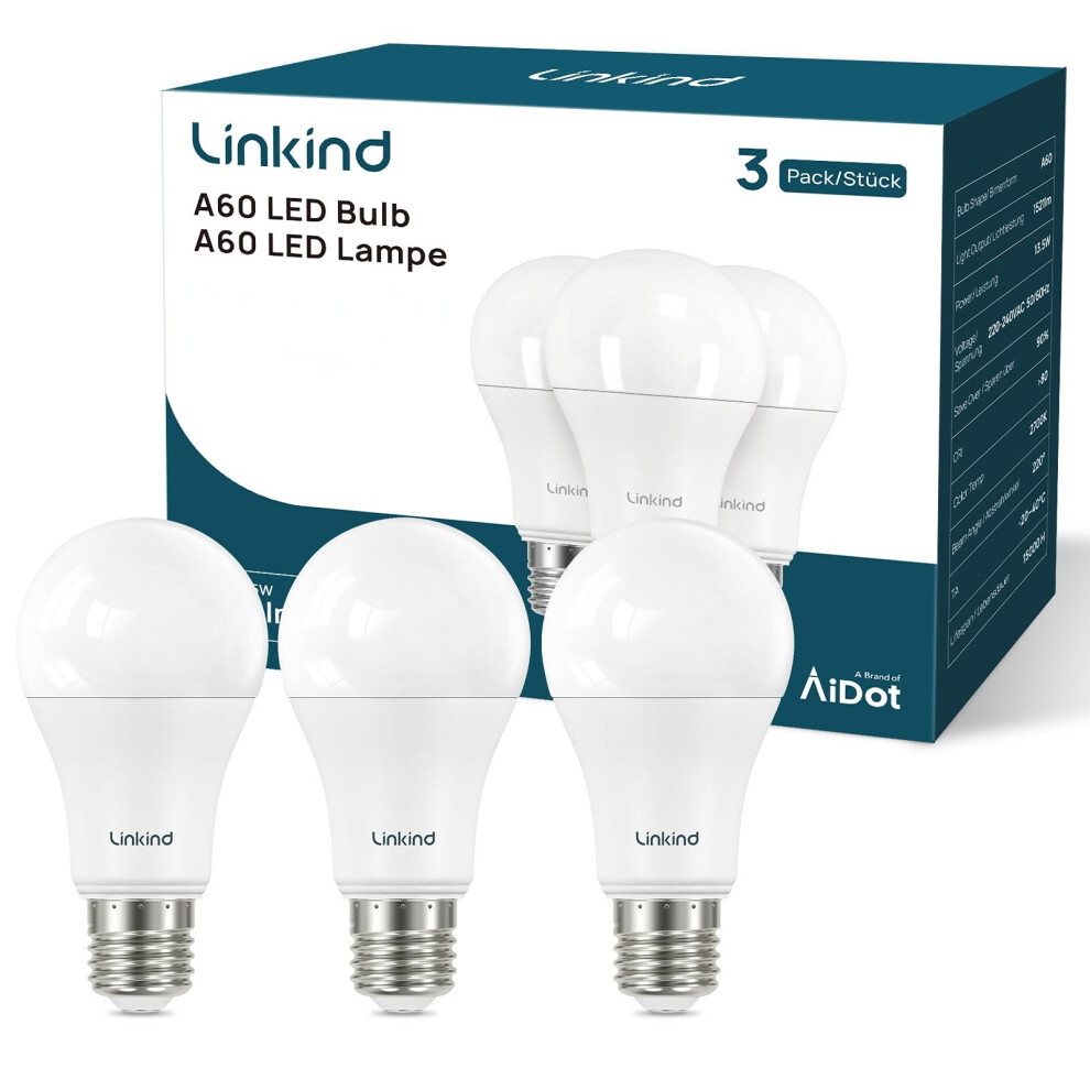 Linkind E27 Screw Bulbs 13.5W, Day 5000K E27 Led Bulb, 100W Equivalent 1560Lm, Large Screw In Led Bulb, Energy Saving Es Gls Bulbs For Lam Light 4233375560893