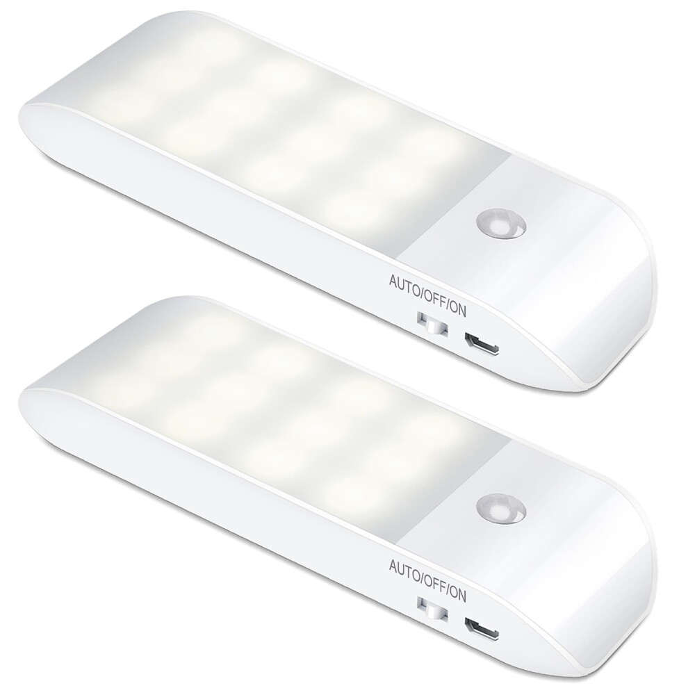 Motion Sensor S Indoor, 2 Pack Rechargeable Led Night With 3 Modes (Auto/On/Off), Stick-On Cupboard With Magnetic Strips For Wardrob Light 4798903296229