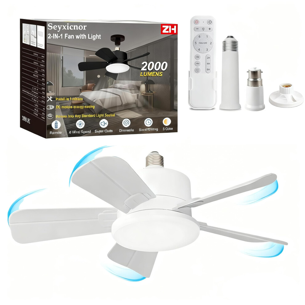 Ceiling Fan With S And Remote, Fits E27/B22 Socket, 2000Lm 3Cct Dimmable 6-Speed Reversible, Quiet Led Fan Ceiling For Bedroom Kitchen Gar Light 4012908372055