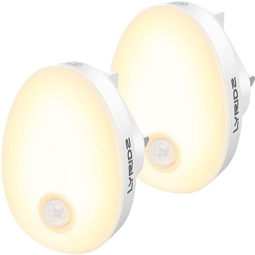Lyridz Night Plug In Wall (2Pack), Led Motion Sensor S Indoor, Dimmable Warm Night With Auto/On/Off Mode For Nursery Kids Chil Light/White 1163239124288