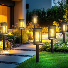 6 Pack Outdoor Solar Garden Lights, 3000K Warm White Traditional Tungsten LED Lights, 800 mAh Battery Capacity, IP65 Waterproof Patio Lamp, Suitable