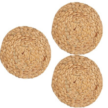 Set van 3 Ronde Placemats van Natuurlijk Gevlochten Stro, Handgemaakt met Hitte en Antislip