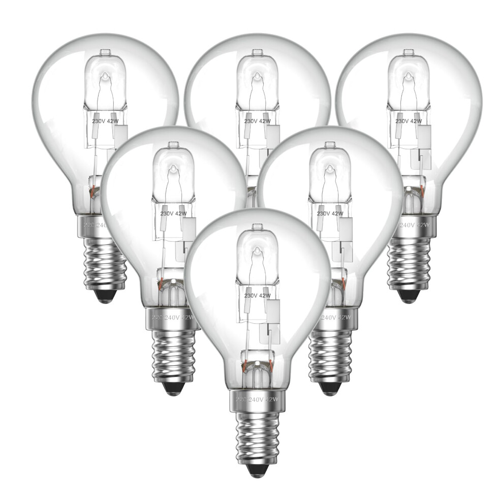 Klarlight 6 Pack E14 28W G45 Dimmable Halogen Bulb, Warm 2700K Small Edison Screw Globe Halogen Bulb 240V, 40W Equivalent Classic Mini Globes C White 8250007722302