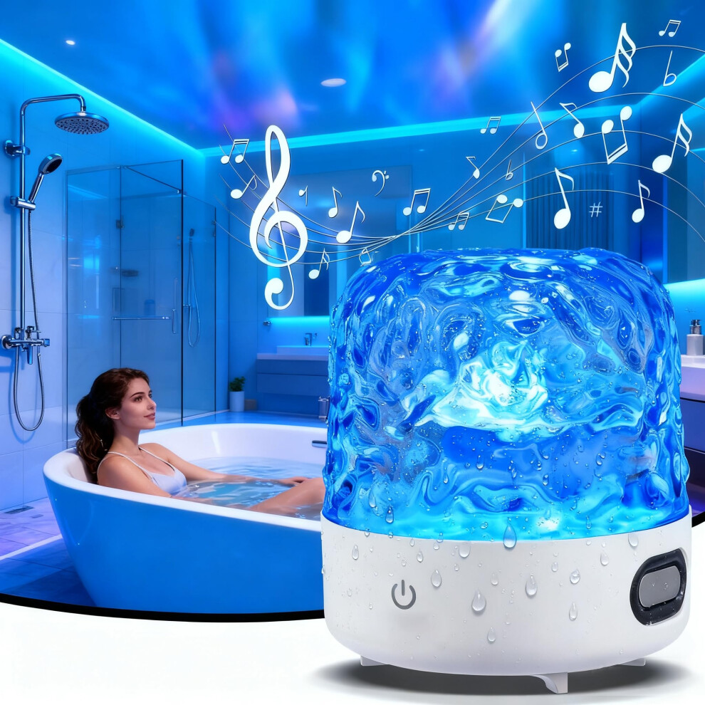 Shower Waterproof Bathroom Led 16 Colors Ocean Wave Lamp, Rechargeable Bath Mood With Remote & Touch Control, Aurora Ambient Ing Projector Light 7323671582792