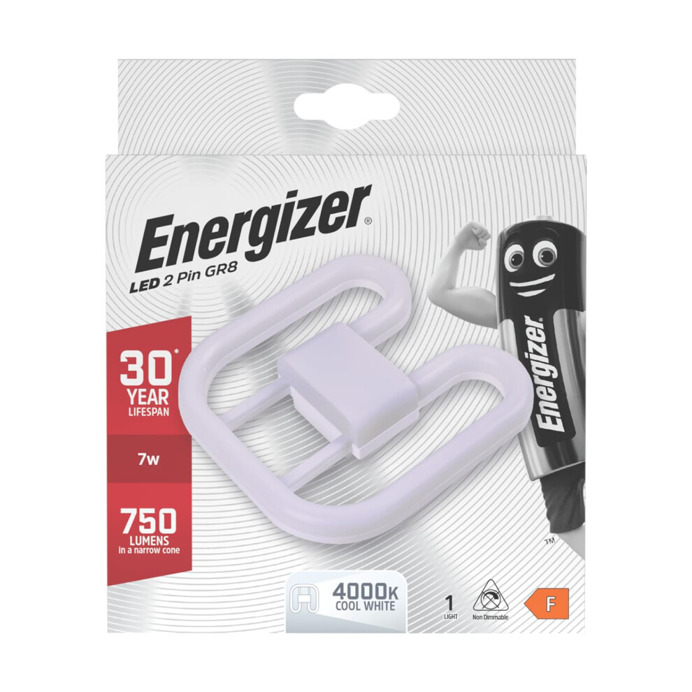 Energizer Led 2D 2 Pin Gr8 Bulb, 7W = 16W, 750 Lumens, 4000K Cool 30 Year Lifespan White