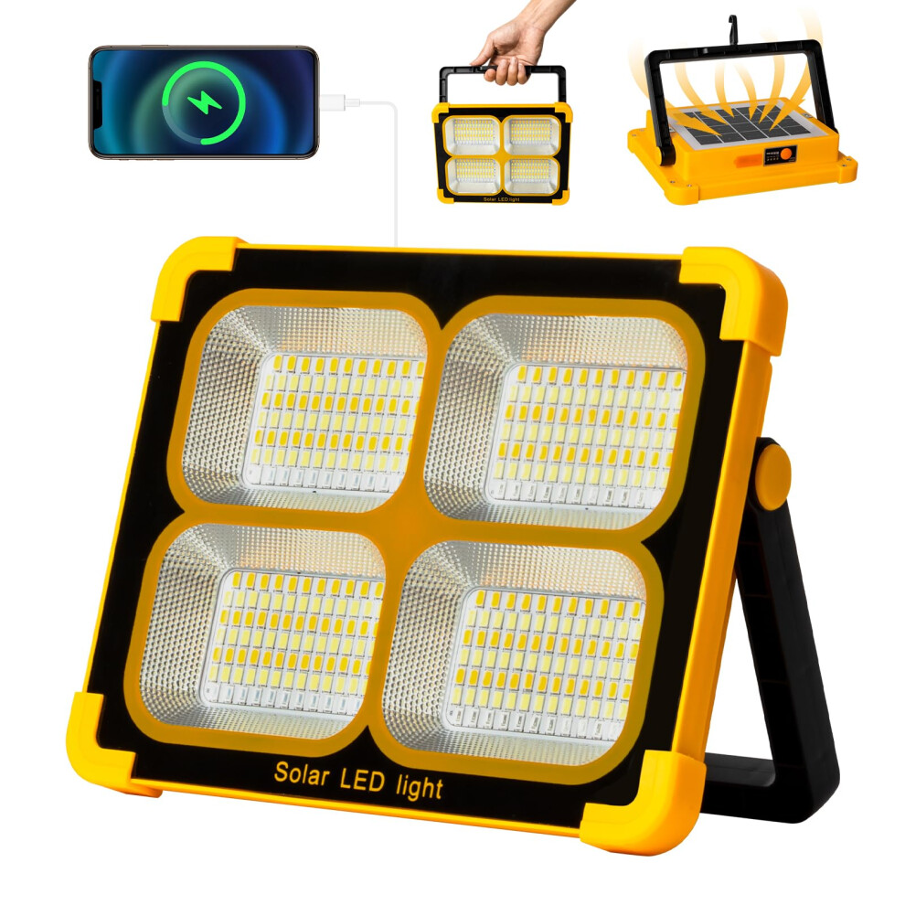 100W Led Solar Work Portable, 10000Lm 12000Mah Battery Usb Rechargeable, 4 Modes, Camping Lamp For Emergencies, Construction, Camping, Ga Light 4196130996569
