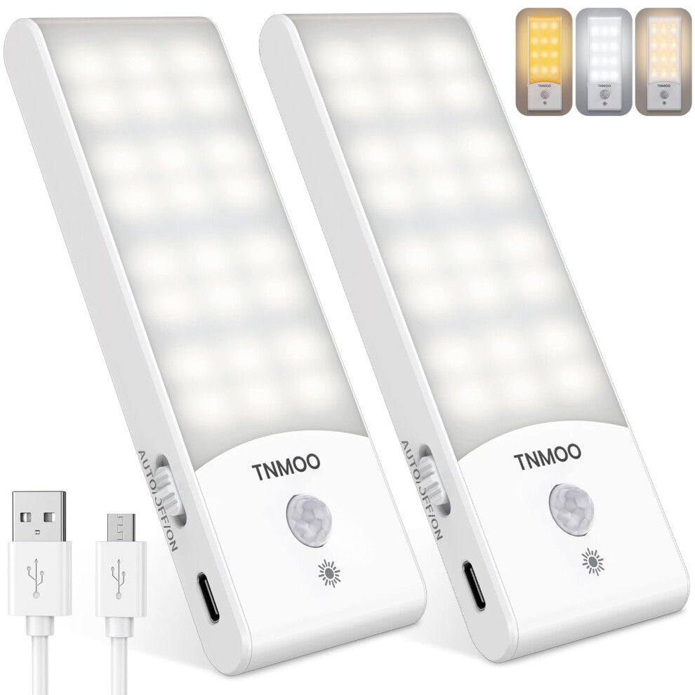 Motion Sensor S Indoor, 2Pack Led Motion Sensor Night Rechargeable With 3 Modes, Warm& Color, 15%-100% Dimmable Wardrobe S For C Light/White 6415050944022
