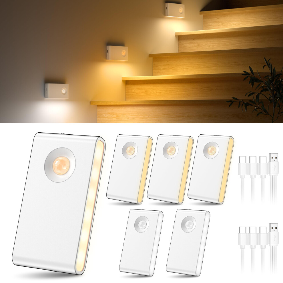 Daphomeu Motion Sensor S Indoor, Rechargeable Night Stick On Wall, Type-C Rechargeable Stair S, 3 Color Magnetic For Wardrobe, Light 9157548218501