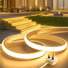 Lamomo COB LED Strip Light 20M, 3000K Warm White LED Rope Light, IP65 Waterproof Flexible Silicone Cuttable Neon Led Lights for Bedroom Garden Outdoo