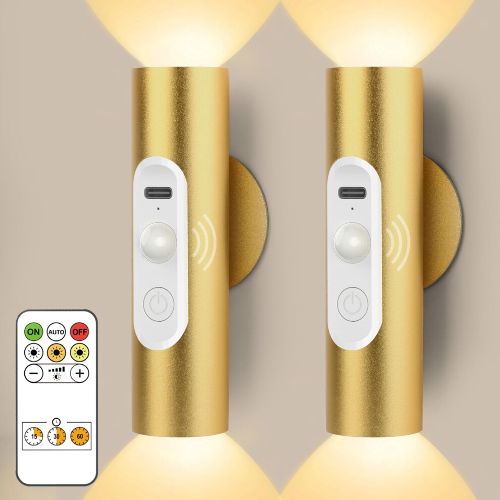 Magnetic Stick On Wall S Battery Operated, Wireless Wall Sconces Set Of 2, Motion Sensor Night Indoor, Usb Rechargeable Cordless With Remo Light 4228751437593