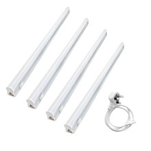 T&K TO-KING 4 Pcs 300mm Connectible Mains with Independent Switch T5 LED Under Cabinet Hard Strip Lighting Bars Hardwired LED Cupboard Light Fixtures